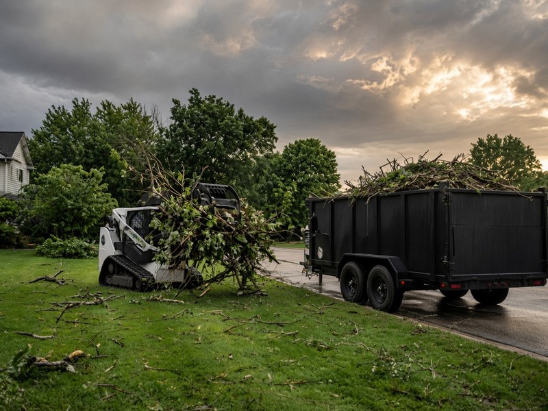 Ground-level storm debris cleanup and branch haul-off in Kansas City